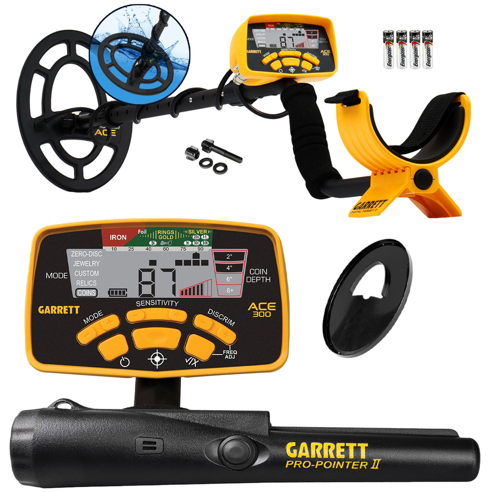 Garrett ACE 300 Metal Detector with Waterproof Search Coil and Pro Pointer II