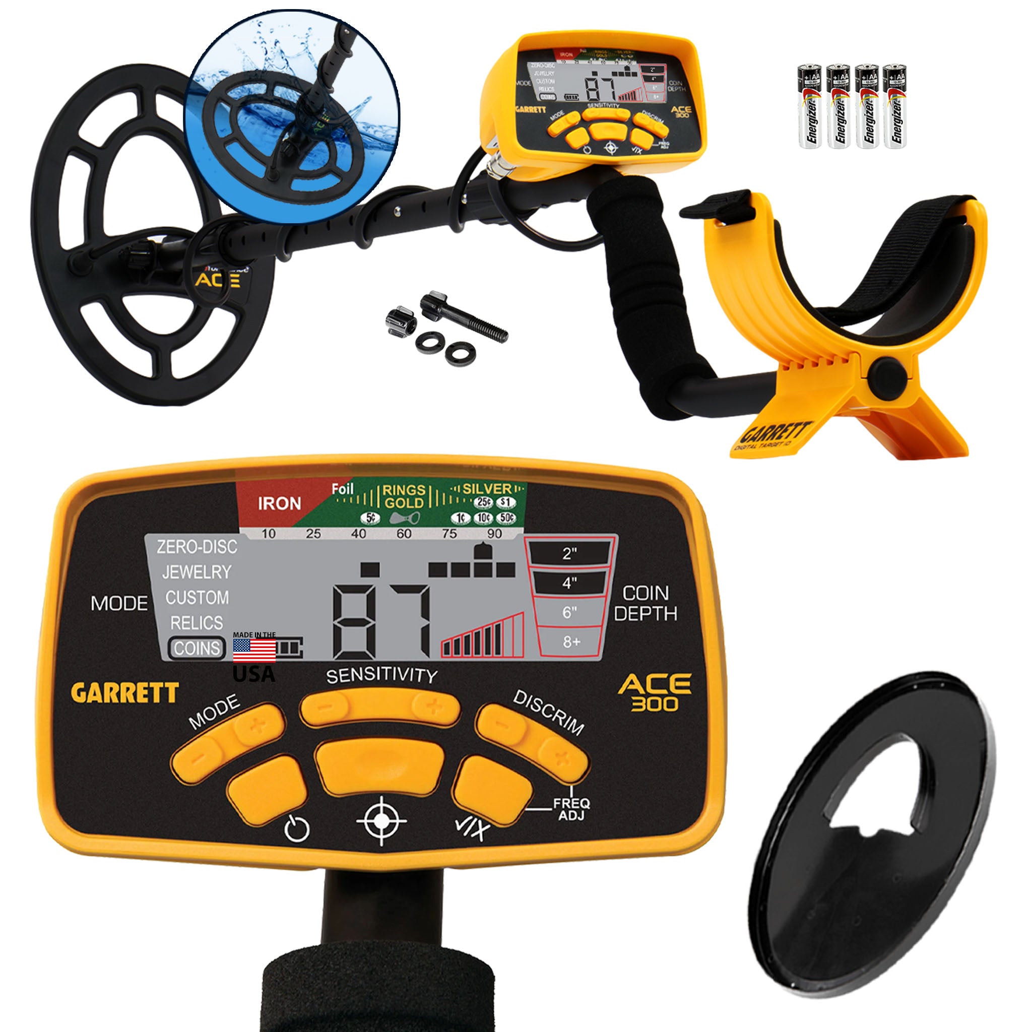 Garrett ACE 300 Metal Detector with 7" x 10" Coil (Open Box)