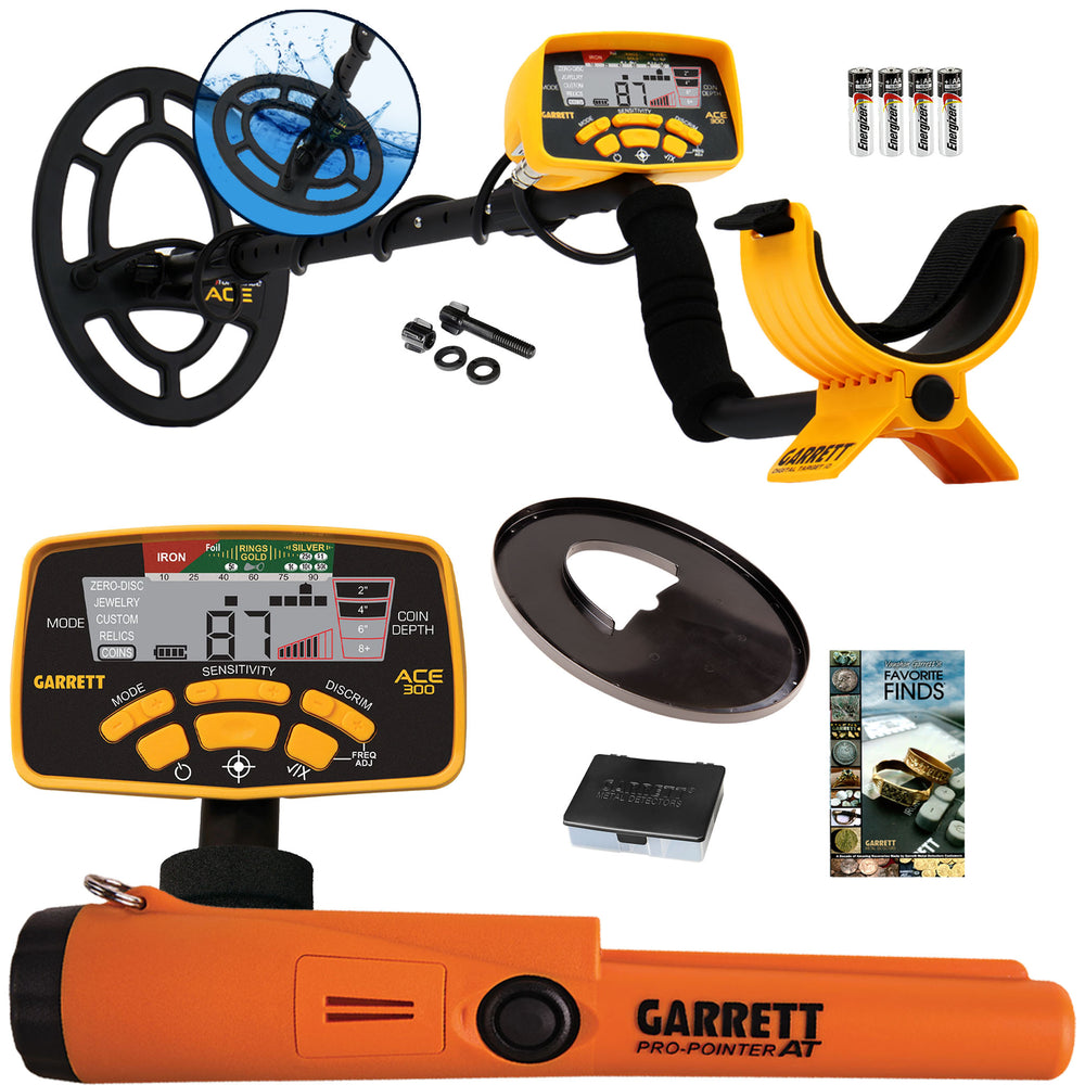 Garrett ACE 300 Metal Detector Special w/ Pinpointer, Box, and Book