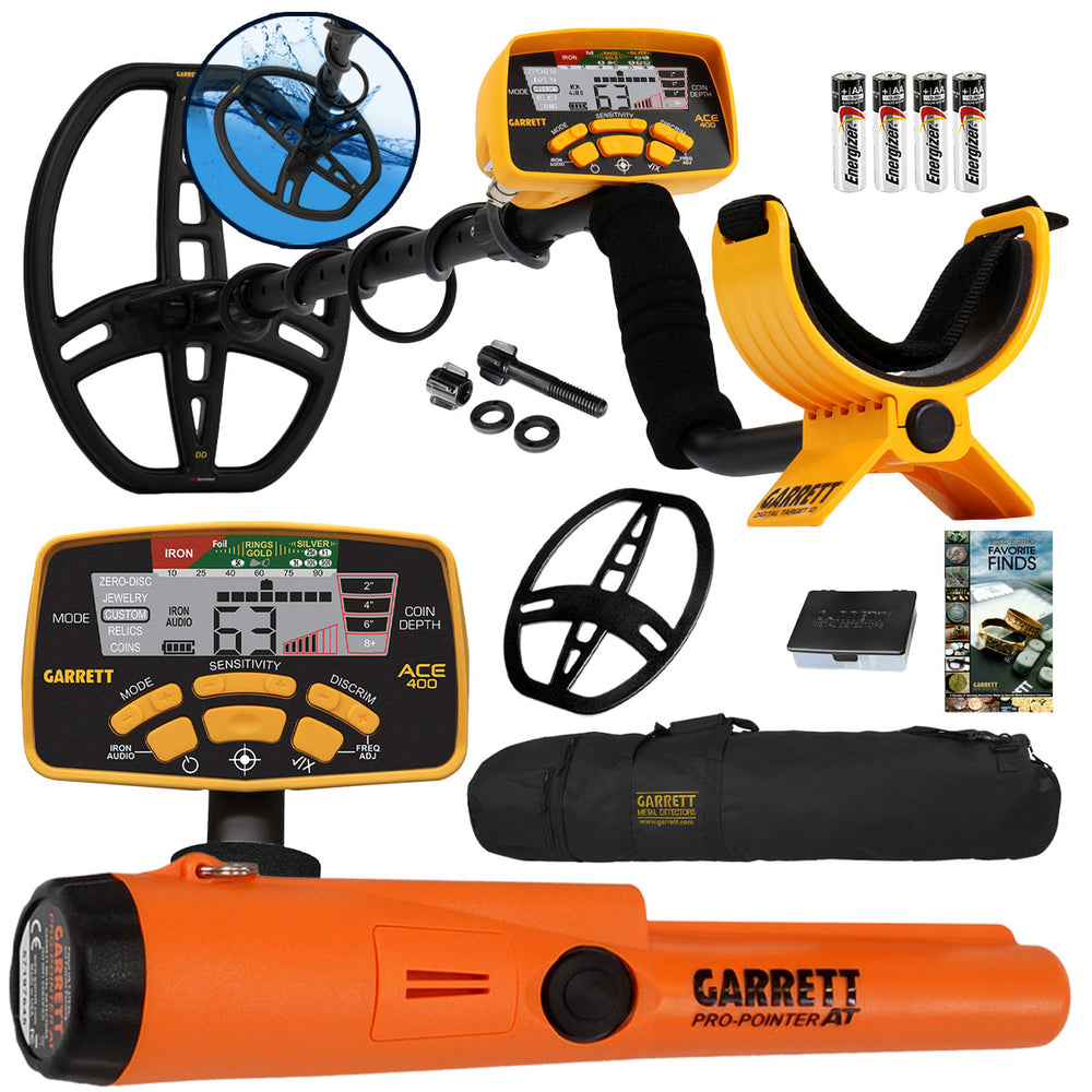 Garrett ACE 400 Metal Detector Special with Pinpointer, Box, Book, Bag