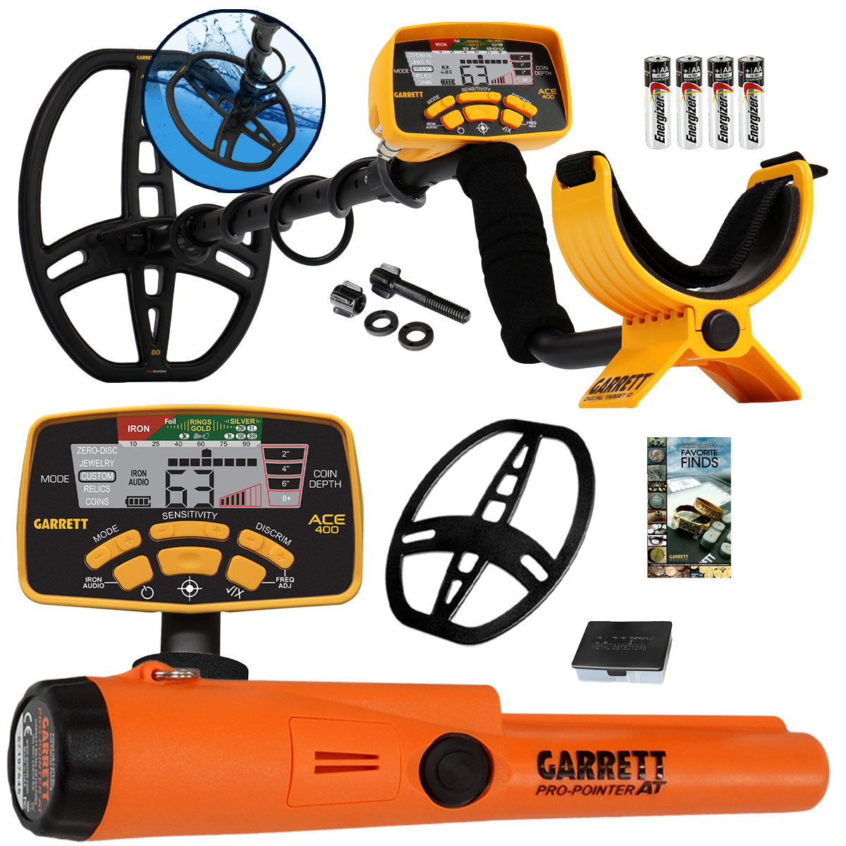 Garrett ACE 400 Metal Detector Special w/ Pinpointer, Box, and Book