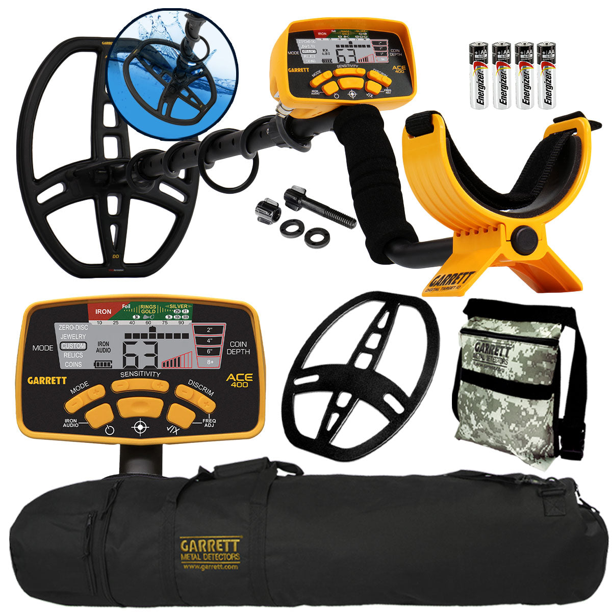 Garrett ACE 400 Metal Detector with Pouch and Carry Bag
