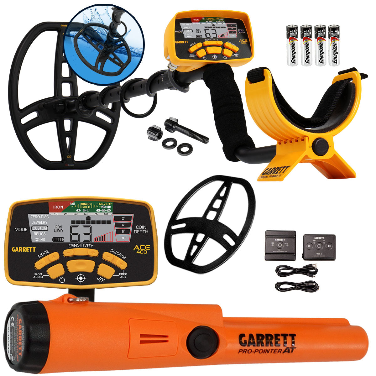 Garrett ACE 400 Metal Detector w/ Z-Lynk Wireless Audio System & Pro Pointer AT