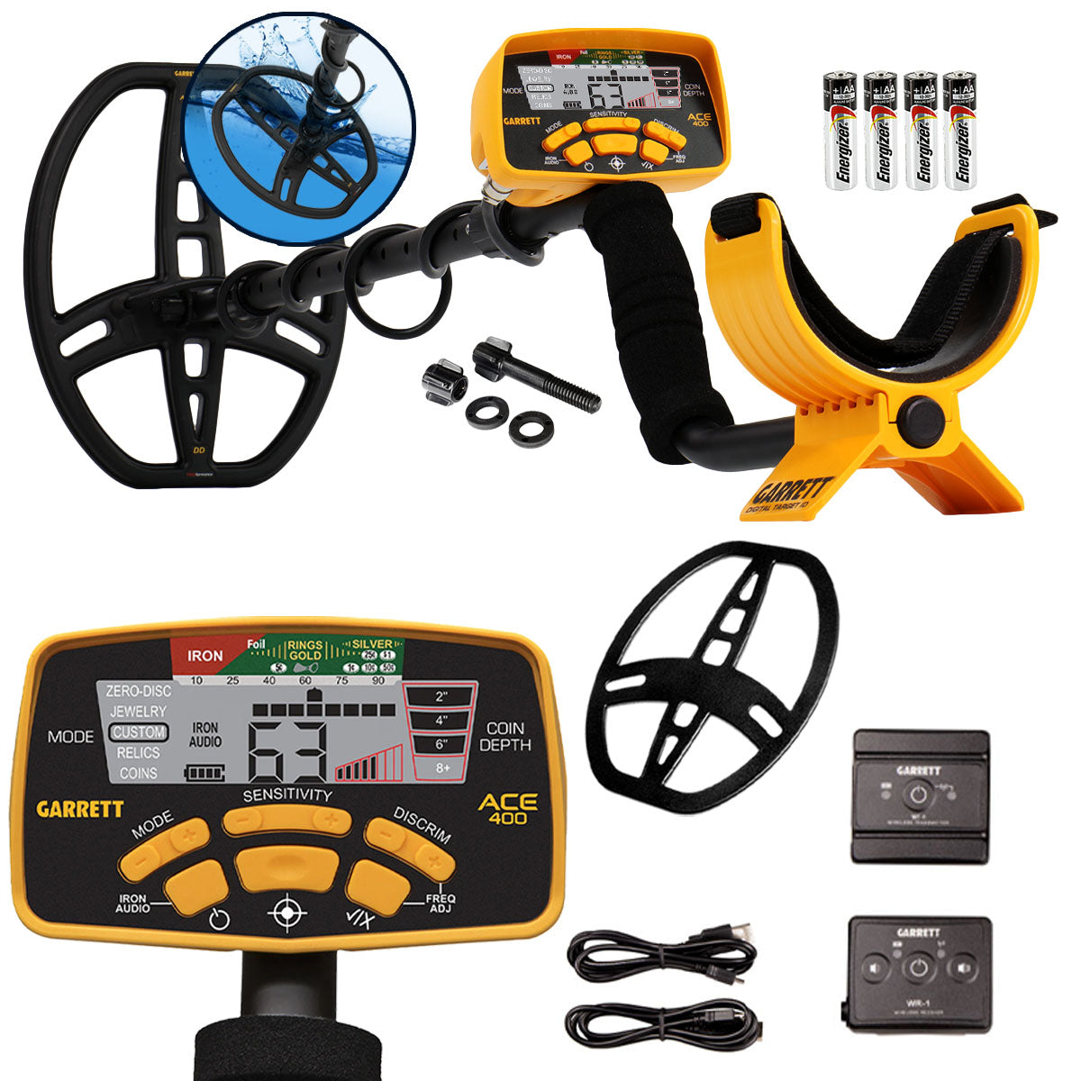 Garrett ACE 400 Metal Detector with Z-Lynk Wireless Audio System & 3 Accessories