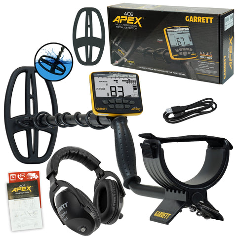 (Open Box) Garrett ACE APEX Detector with  6 x 11 DD Viper Search Coil, Z-Lynk Wireless Headphone Package and Coil Cover