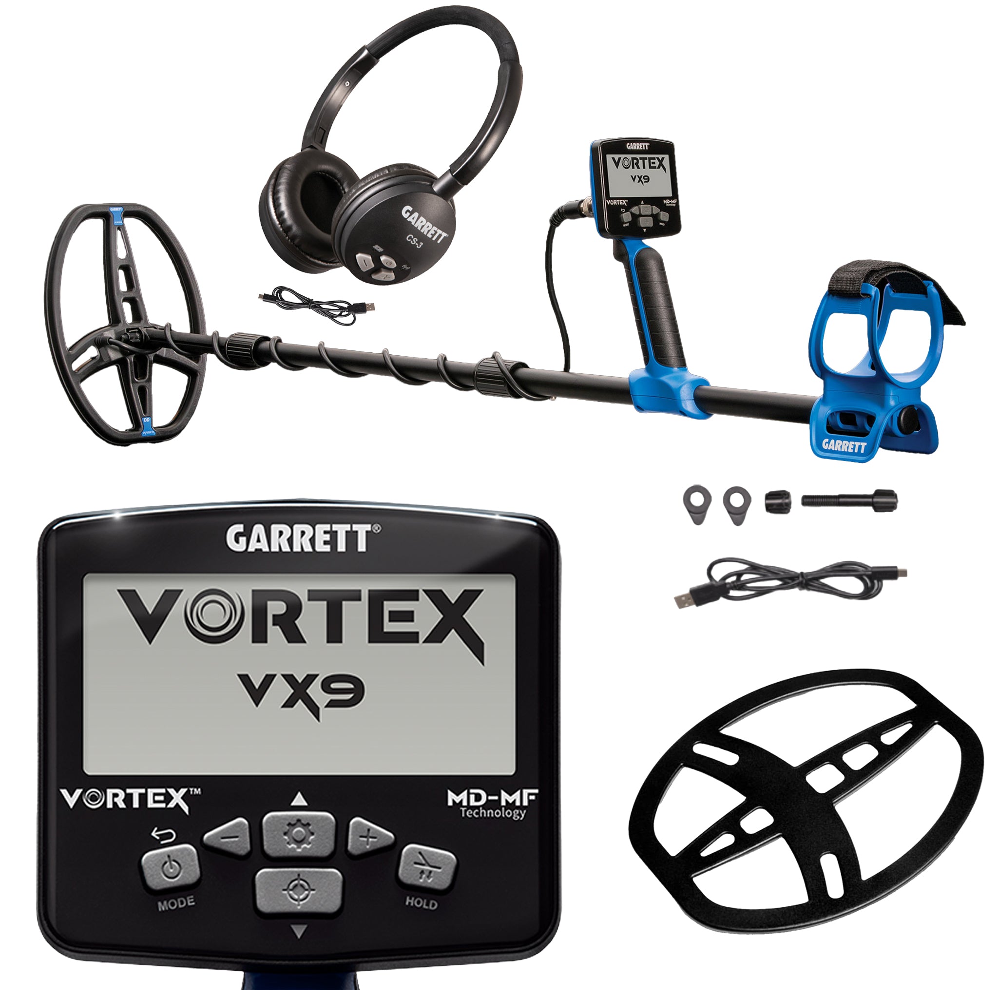 Garrett Vortex VX9 Metal Detector with CS-3 Z-Lynk Wireless Headphones ...