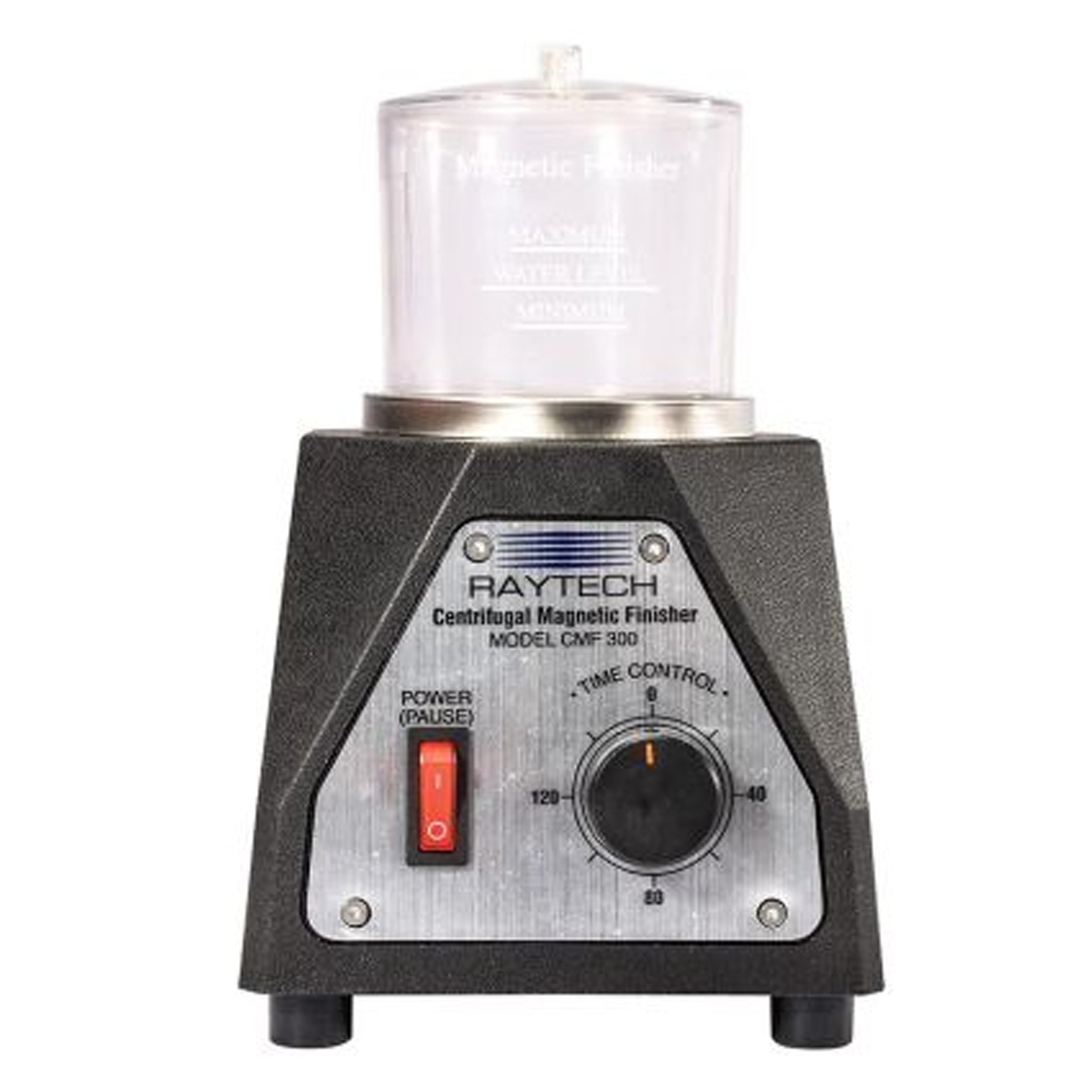 Raytech CMF-300 Magnetic Finisher has  Mechanical timer with fixed mechanical speed