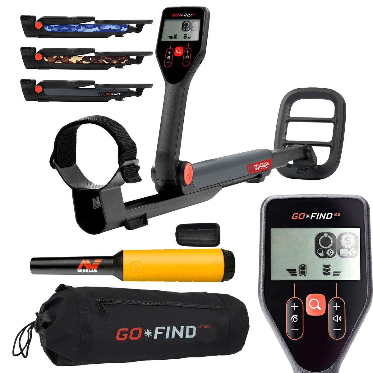 Minelab GO-FIND 22 Metal Detector with PRO-FIND 15 Pinpointer & Black Carry Bag
