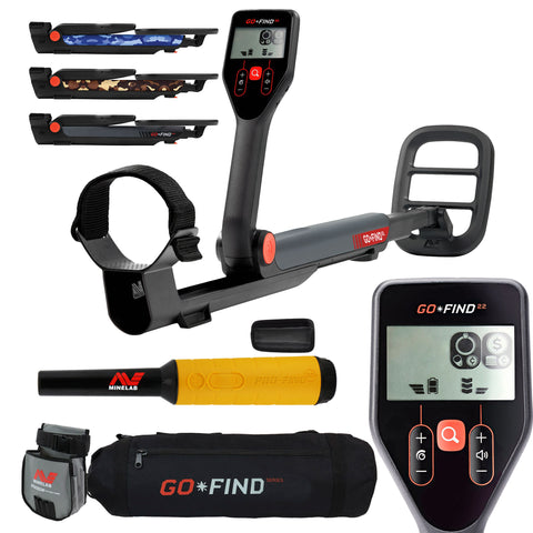 Minelab GO FIND 22 Metal Detector with PRO FIND 35, Black Carry Bag, Finds Pouch