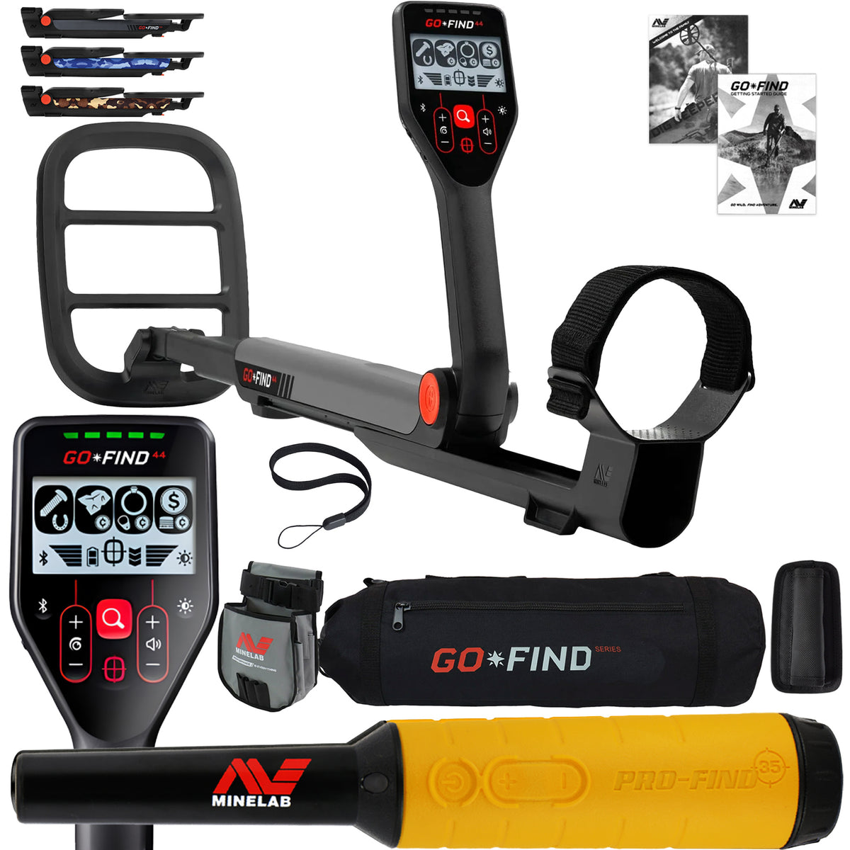 Minelab GO FIND 44 Metal Detector with PRO FIND 35, Black Carry Bag, Finds Pouch