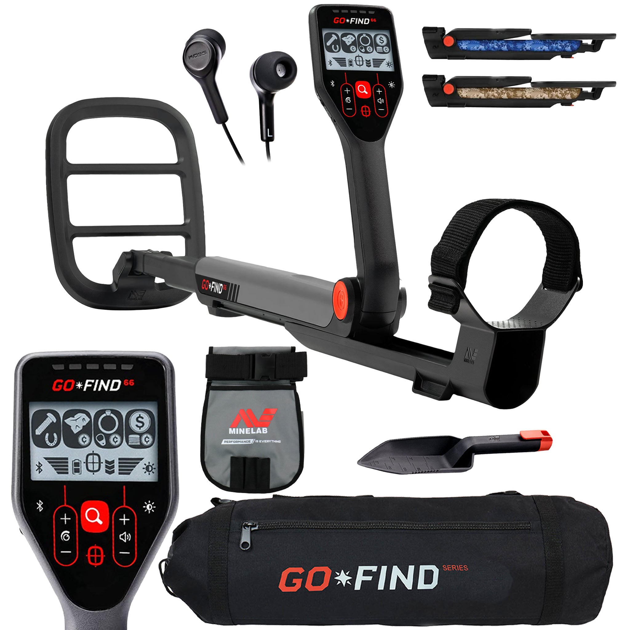 Minelab GO FIND 66 Metal Detector with Black Transport Carry Bag and Finds Pouch