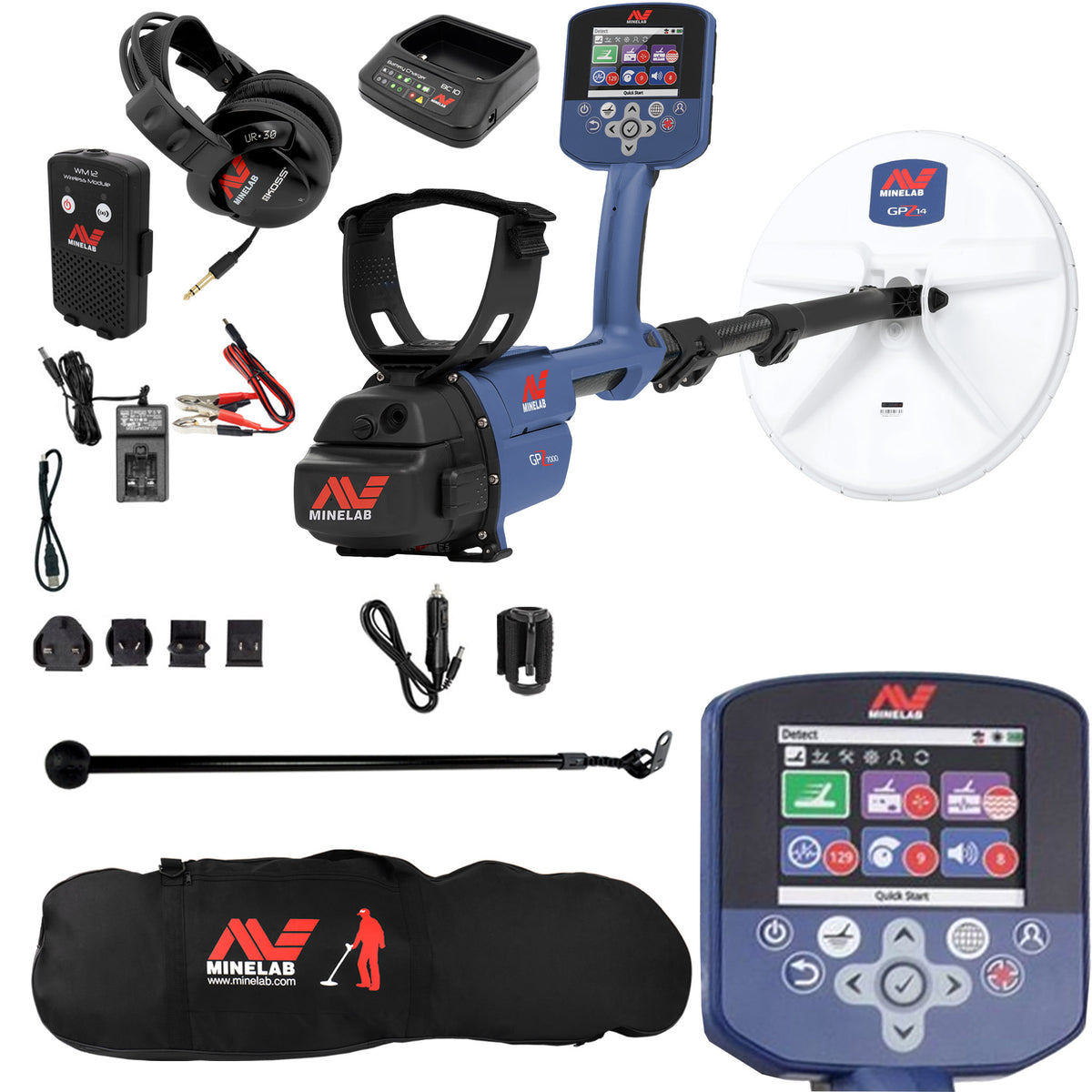 Minelab GPZ 7000 All Terrain Gold Metal Detector with Black Padded Carry Bag