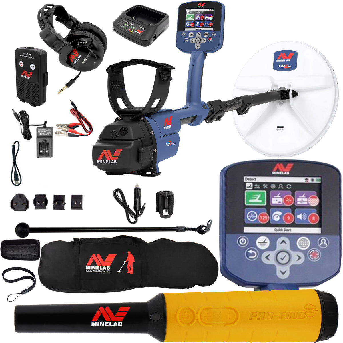Minelab GPZ 7000 All Terrain Gold Metal Detector with Pro Find 35, Carry Bag