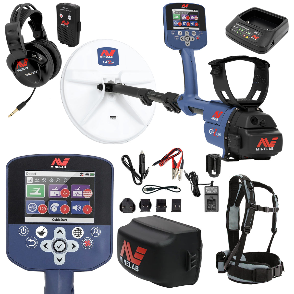 Minelab GPZ 7000 Gold Detector Holiday Bundle with Extra Li-ion Rechargeable Battery