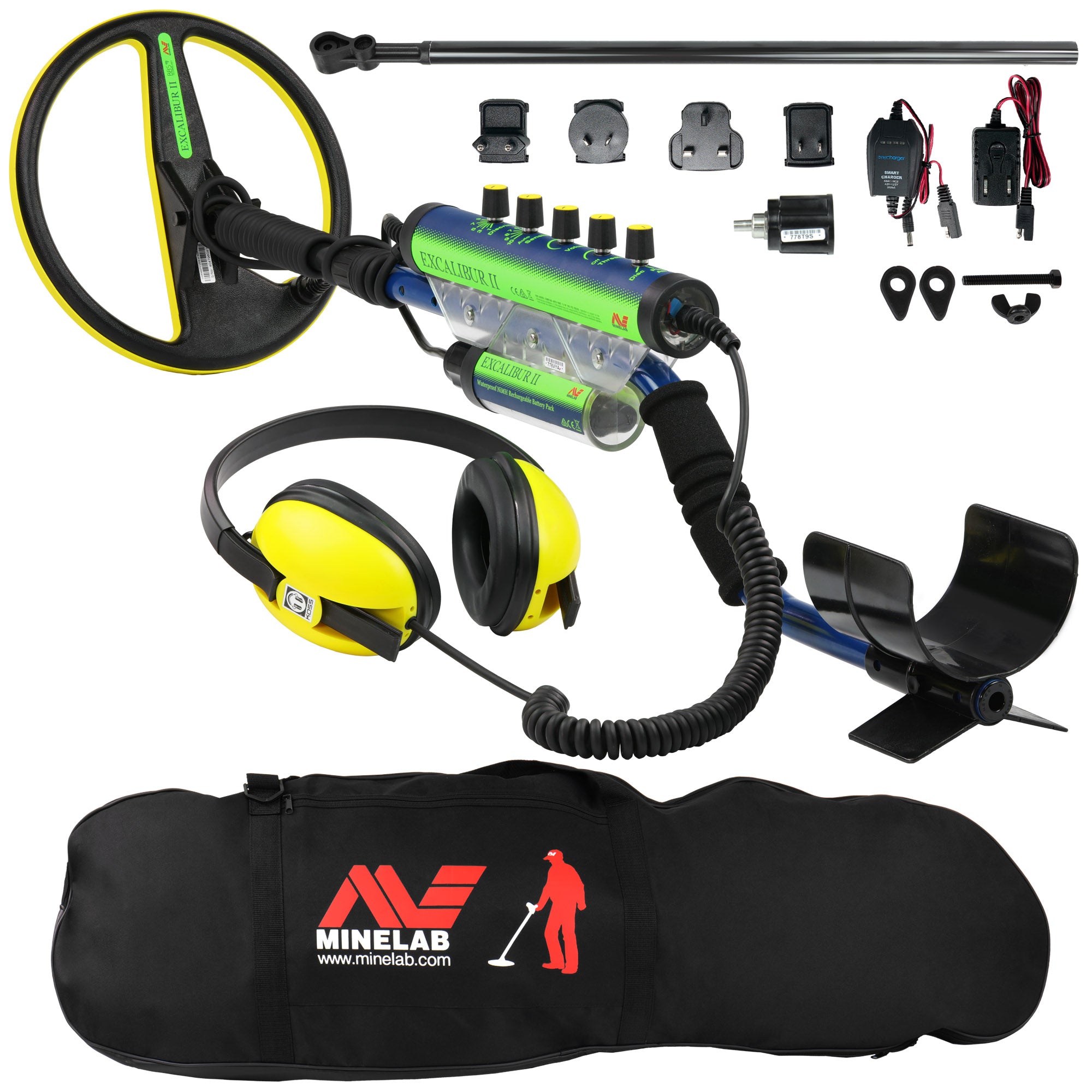 Minelab Excalibur II 1000 Metal Detector with 10” Search Coil & Deluxe Carry Bag