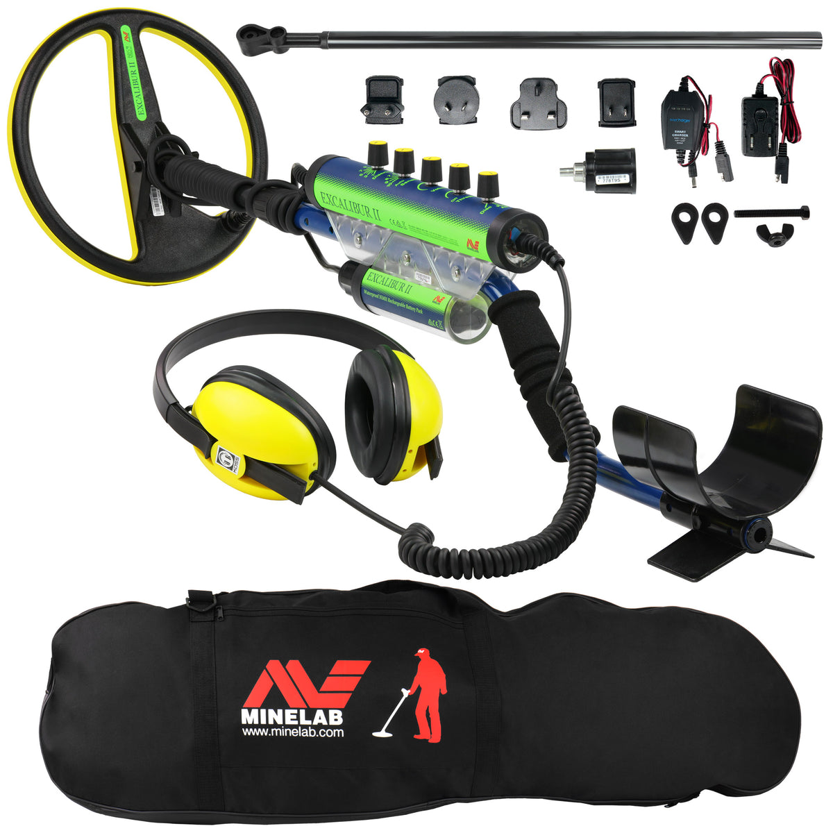 Minelab Excalibur II 1000 Metal Detector with 10” Search Coil & Deluxe Carry Bag