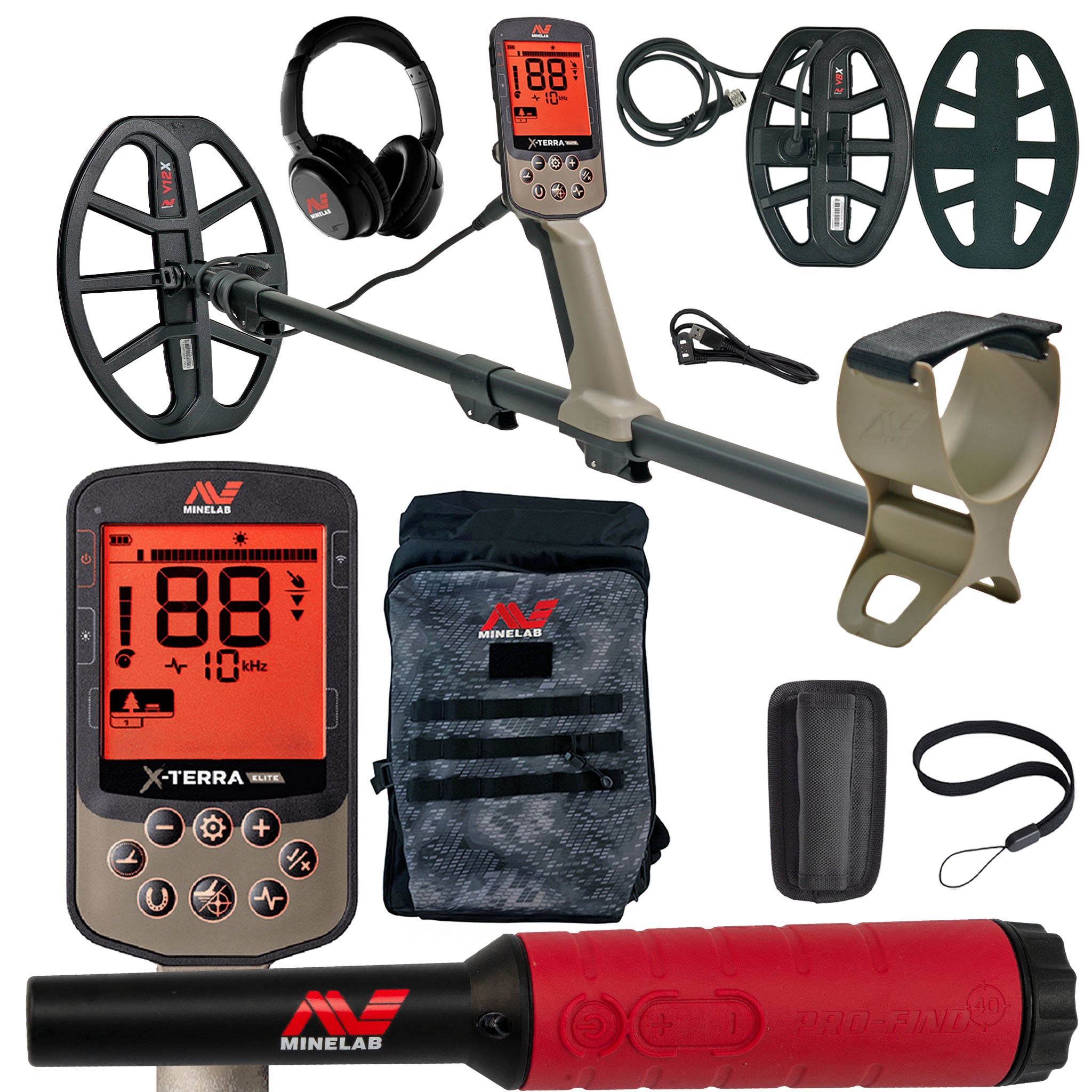 Minelab X-TERRA ELITE Expedition Pack Waterproof Metal Detector with PRO-FIND 40 Pinpointer and Backpack