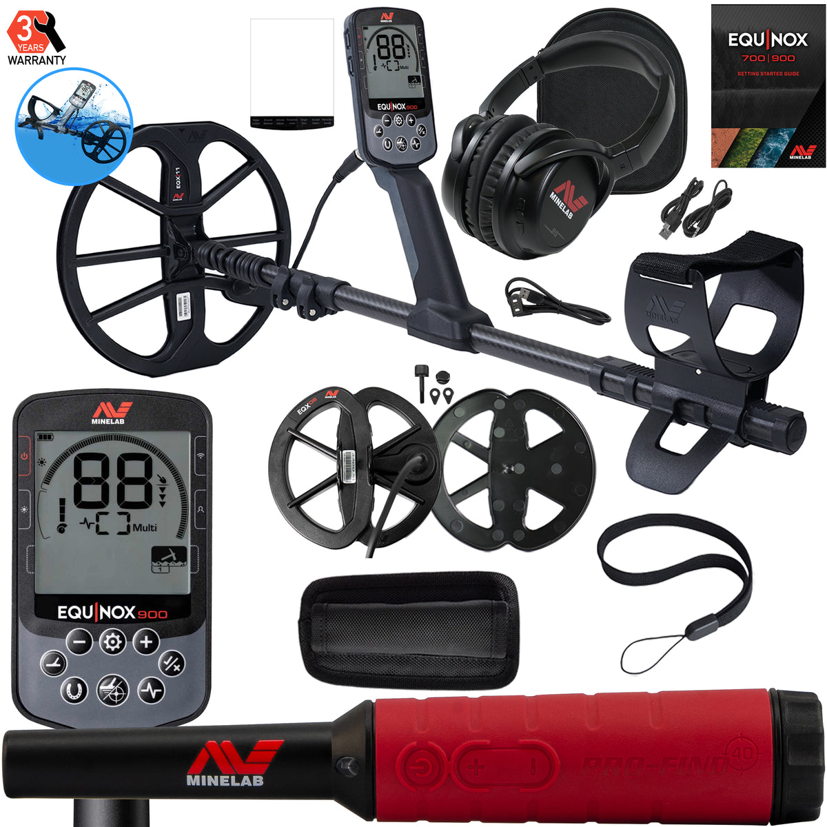 Minelab EQUINOX 900 Multi-IQ Metal Detector with FREE Pro-Find 40