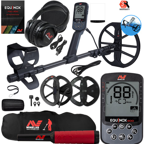 Minelab EQUINOX 900 Multi-IQ Metal Detector with Pro-Find 40 and Carry Bag