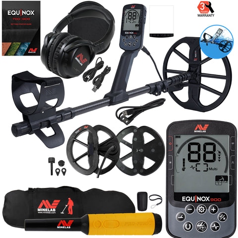 Minelab EQUINOX 900 Multi-IQ Metal Detector w/Pro-Find 35 Pinpointer & Carry Bag