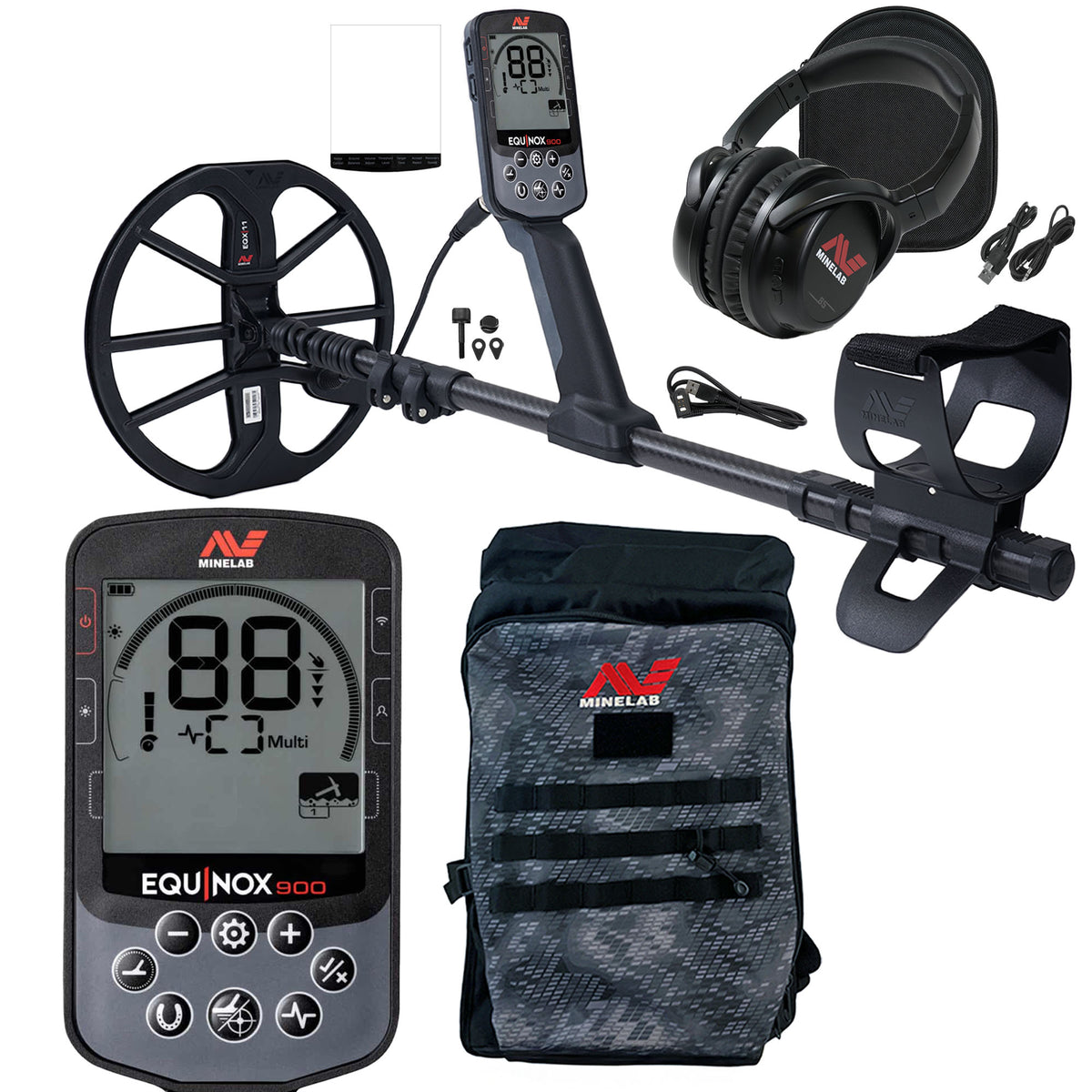 Minelab EQUINOX 900 Multi-IQ Metal Detector with Backpack