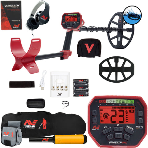 Minelab VANQUISH 540 Detector w/ Pro-Find 20 Pinpointer, Carry Bag, Finds Pouch