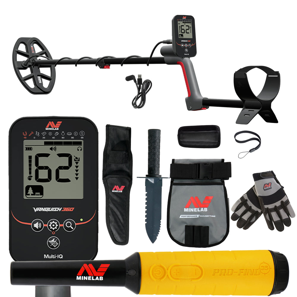 Minelab VANQUISH 360 Metal Detector Bundle with Multi-IQ Technology includes PRO-FIND 35 Pinpointer & Adventure Pack