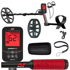 Minelab VANQUISH 560 Pro Pack Waterproof Multi-Frequency Metal Detector with V12x Coil, V8x Coil, PRO-FIND 40 Pinpointer, and accessories