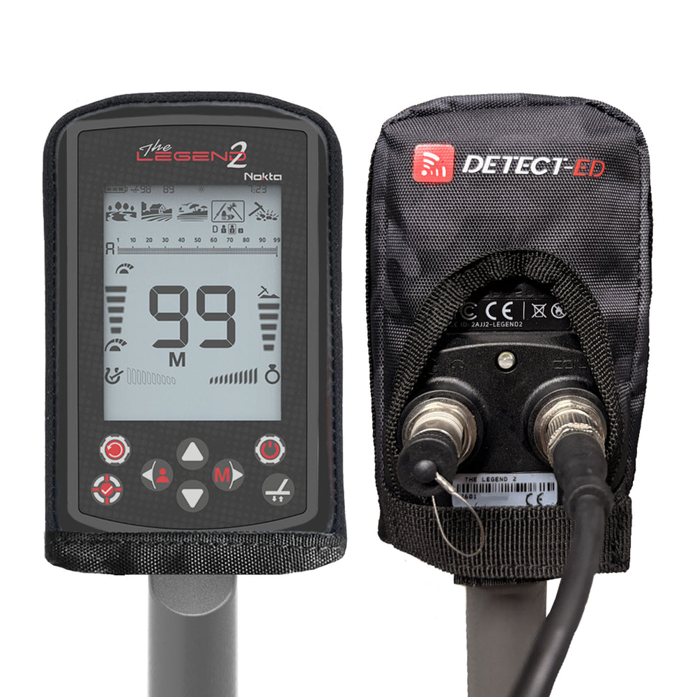 Detect-Ed Protective Cover for Minelab Manticore and Nokta Legend 2 - Cover on Legend 2 Control Box front and back view