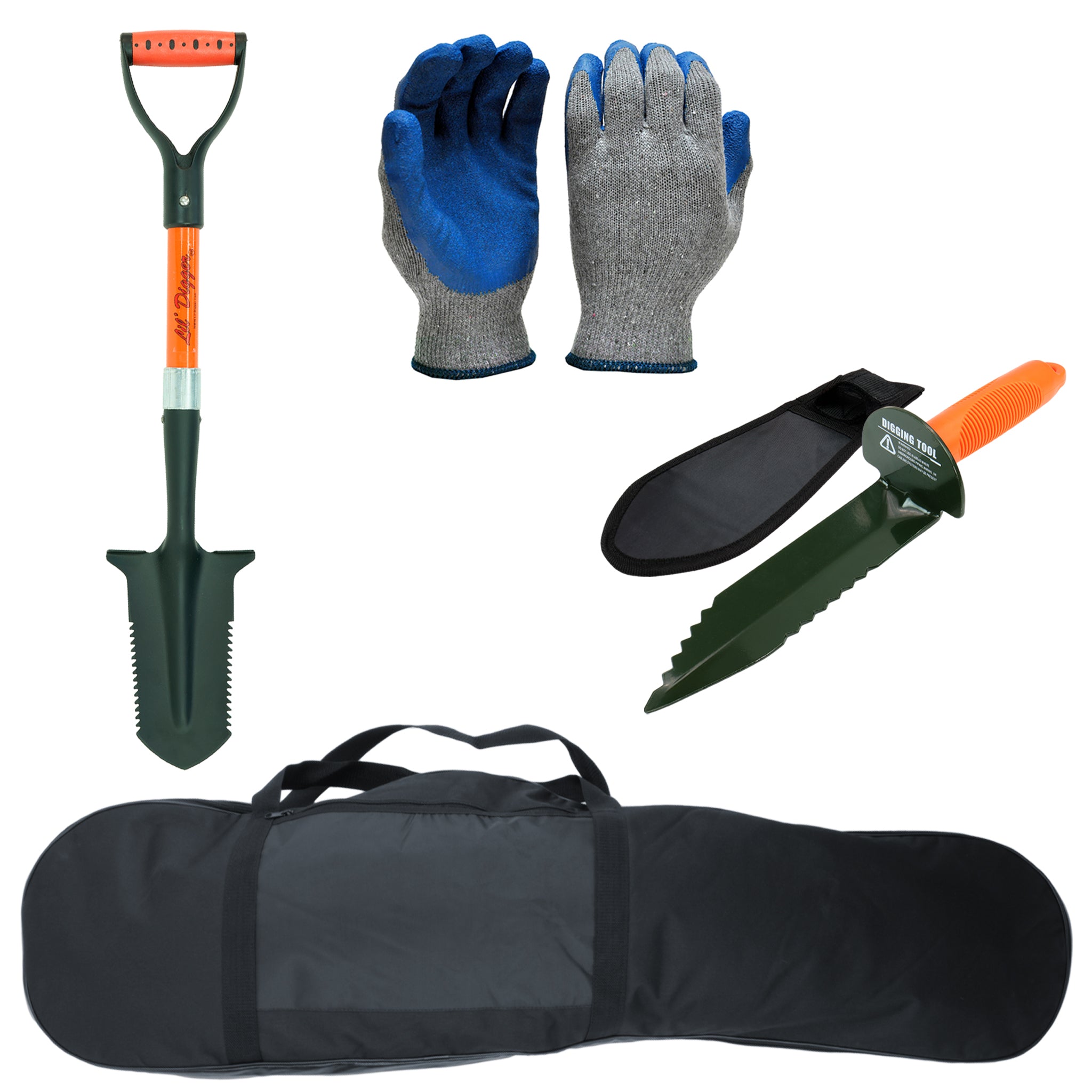 Metal Detecting Kit - Lil Digger, Carry Bag, Gloves, and Digger with Holster