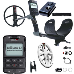 XP DEUS II Fast Multi Frequency RC Metal Detector with 11" FMF and 9.5” x 5”  Elliptical HF2 FMF Search Coils