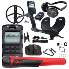 XP DEUS II Fast Multi Frequency RC Metal Detector with 11″ FMF Search Coil with WSA-ST Headphones and MI-6 Pinpointer