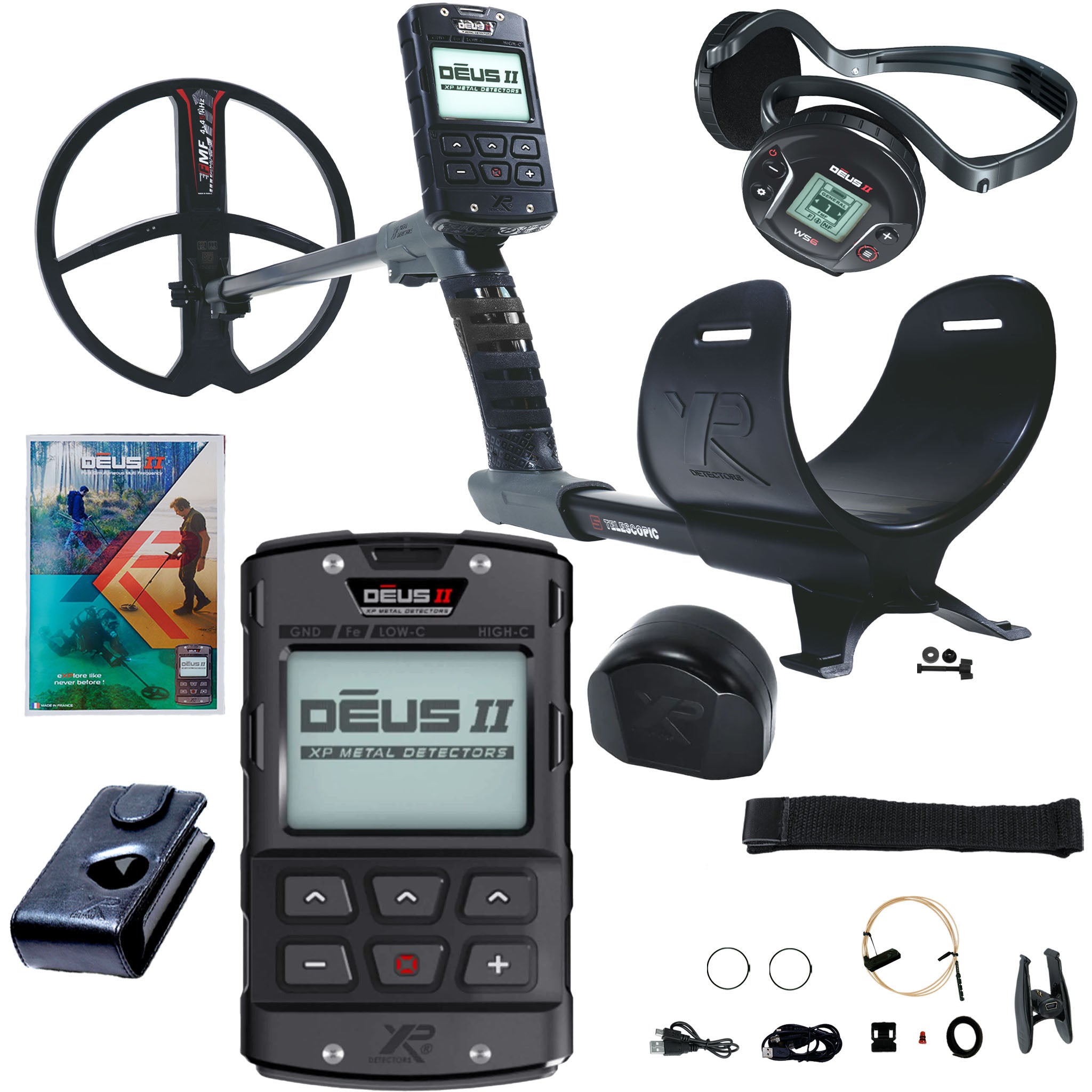 XP DEUS II Fast Multi Frequency Metal Detector with 11" FMF Search Coil, MI-6 Pinpointer, and BH-01 Bone Conduction Headphones