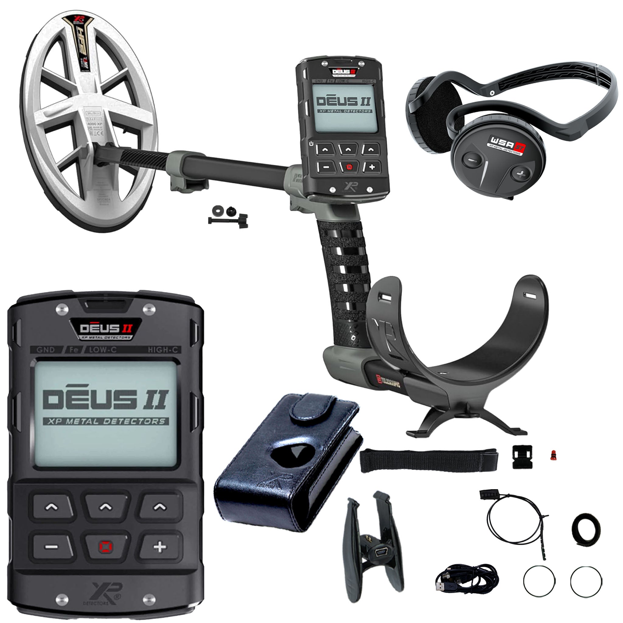 XP DEUS II Fast Multi Frequency RC + WSA ST Metal Detector with 9.5 X 5" FMF Search Coil