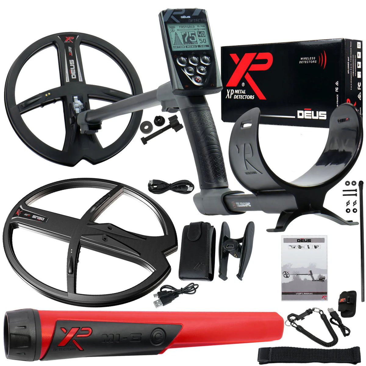XP Deus Detector w/ MI-6 Pinpointer, Remote Screen & 2 X35 Coils