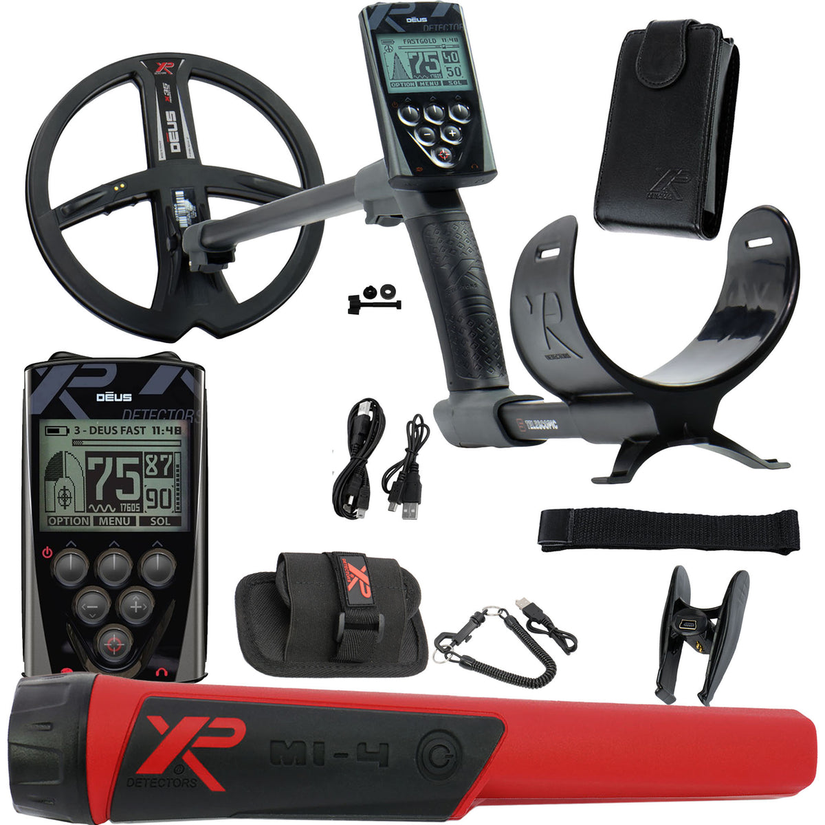 XP Deus Metal Detector w/ MI-4 Pinpointer, Remote, 9” X35 Coil