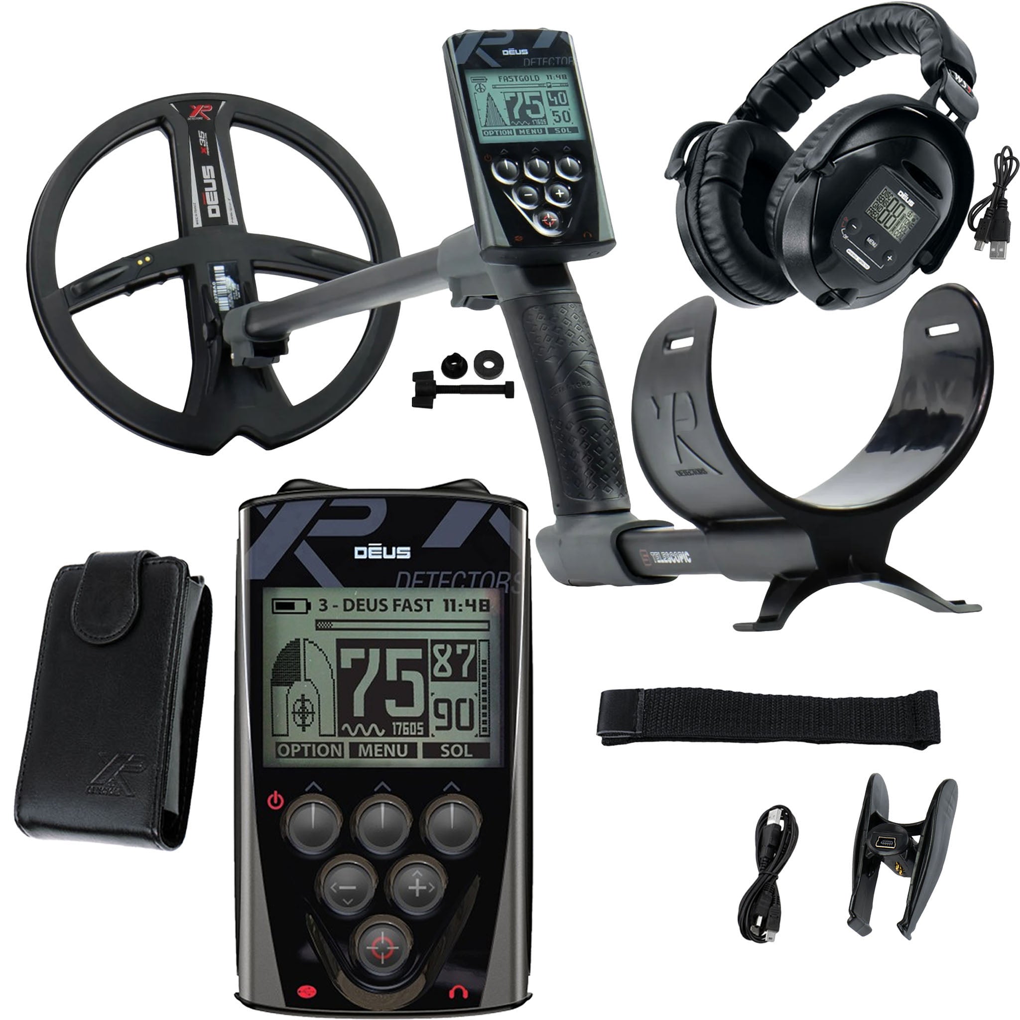 XP Deus Metal Detector, MI-4 Pinpointer, WS5 Headphones, Remote & 2 X35 Coils
