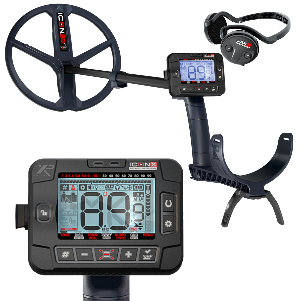 XP ICON-X Fast Multi Frequency Metal Detector with WSA ST and 11" FMF Search Coil