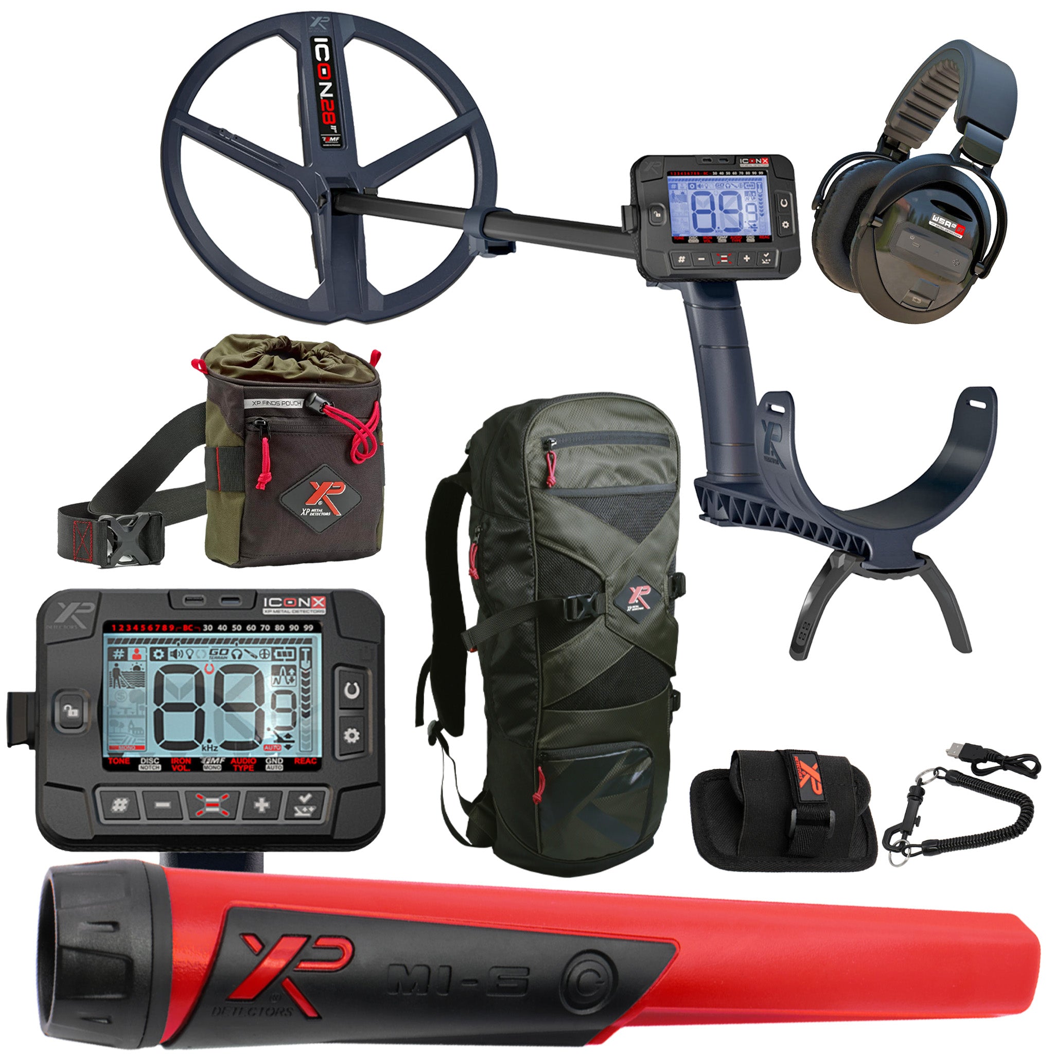 XP ICONX Adventure Pack - Wireless Metal Detector Bundle with Headphones, Pinpointer, Backpack & Finds Pouch