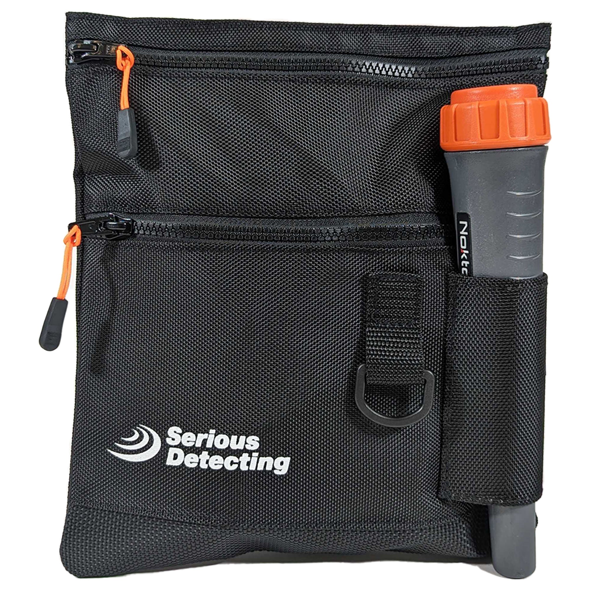 Serious Detecting Mesh Bottom Beach Finds Bag Pouch w/ Pinpointer Holster, Digging Tool, and Gloves