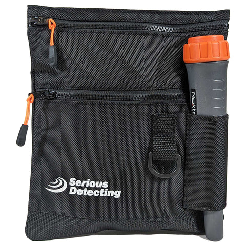 Serious Detecting Mesh Bottom Beach Finds Bag Pouch w/ Pinpointer Holster, Digging Tool, and Gloves