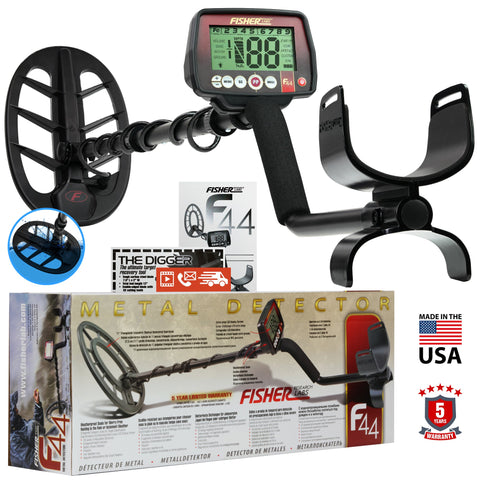 Fisher F44 Metal Detector with 11" DD Waterproof Search Coil (Open Box)