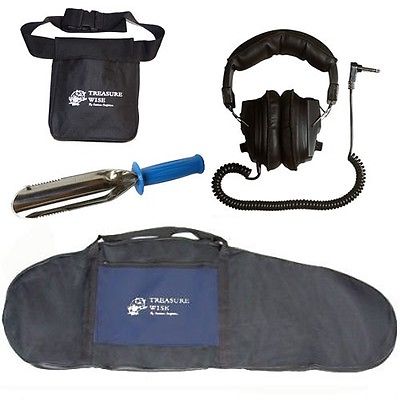 Metal Detector Package Deluxe Padded Bag, Finds Pouch, Headphones & Trowel