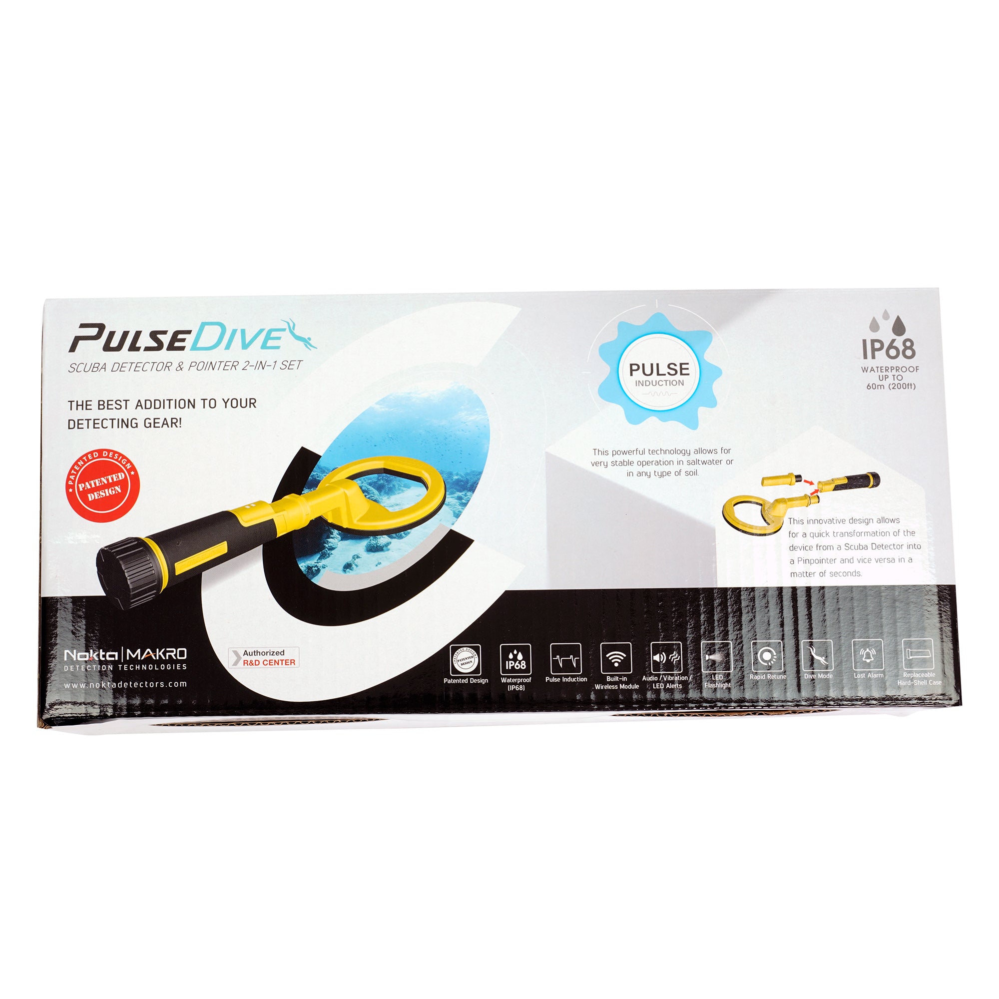 Nokta PulseDive Scuba Pinpointer - Black Bundle with Wireless Headphones