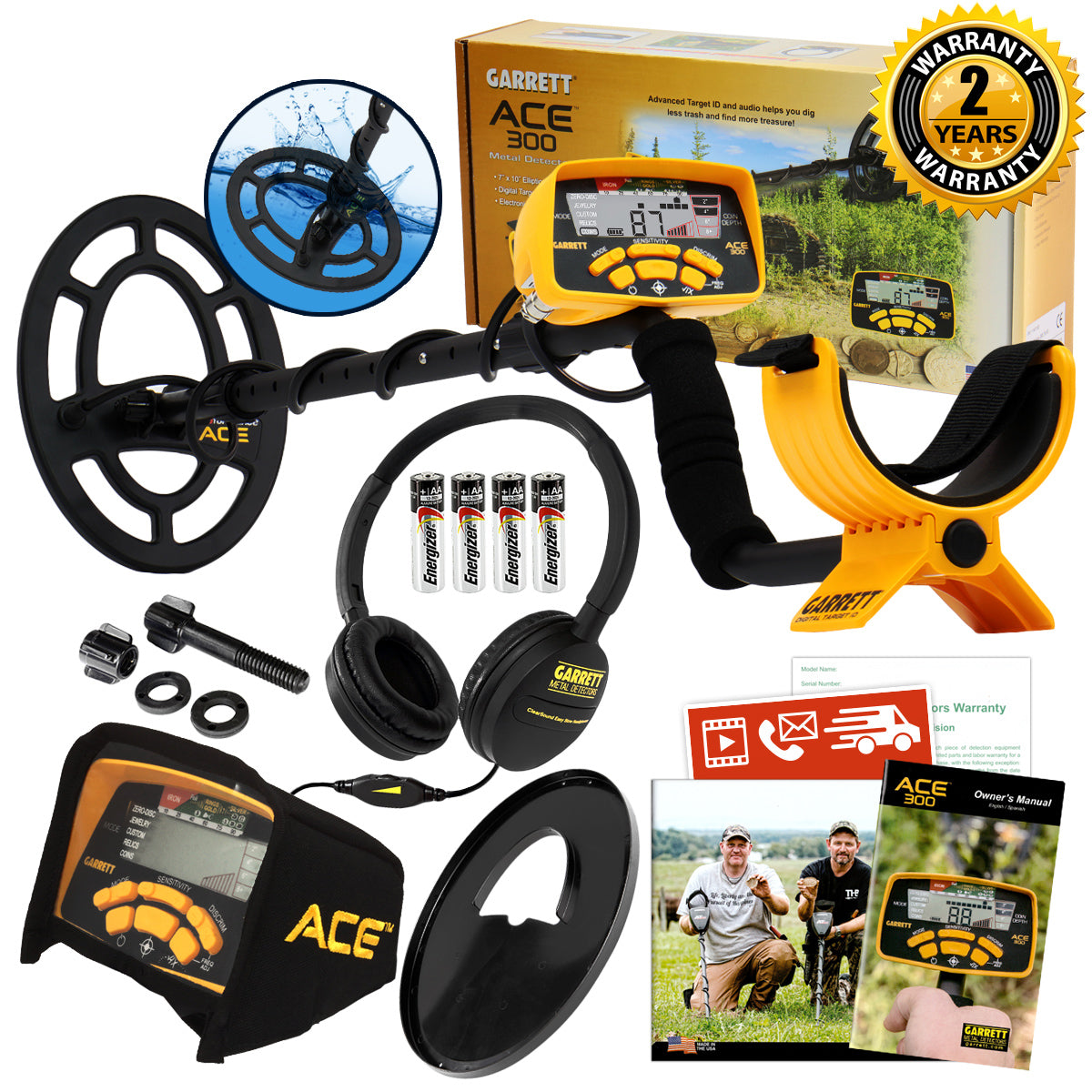 Garrett ACE 300 Metal Detector Special w/ Pinpointer, Box, Book, Bag