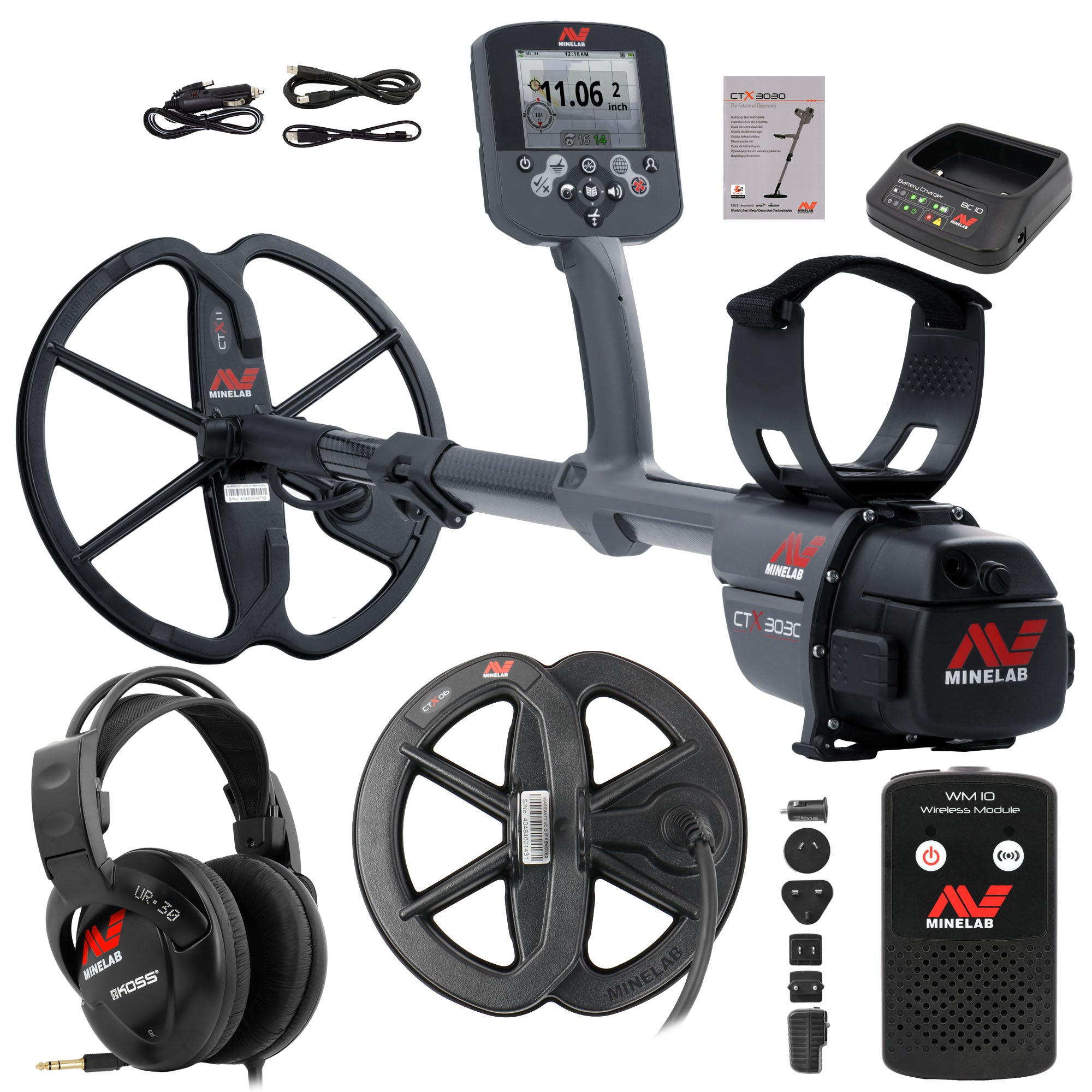 Minelab CTX 3030 Waterproof Metal Detector with 6" Round Smart Coil and Cover