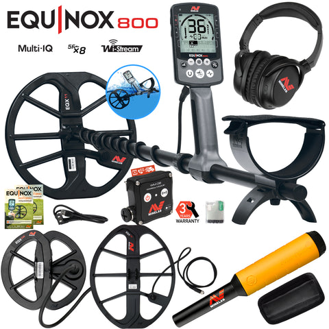 Minelab EQUINOX 800 Metal Detector w/ 6" Coil, 15" Coil & Pro-Find 20 Pinpointer