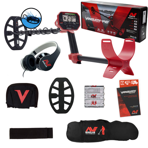 Minelab VANQUISH 440 Metal Detector with 10 x 7 Waterproof DD Coil and Carry Bag