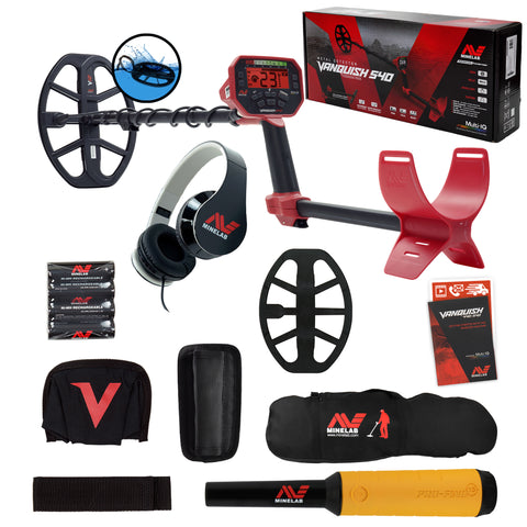 Minelab VANQUISH 540 Detector w/ 12 x 9 Coil, Pro-Find 15 Pinpointer & Carry Bag