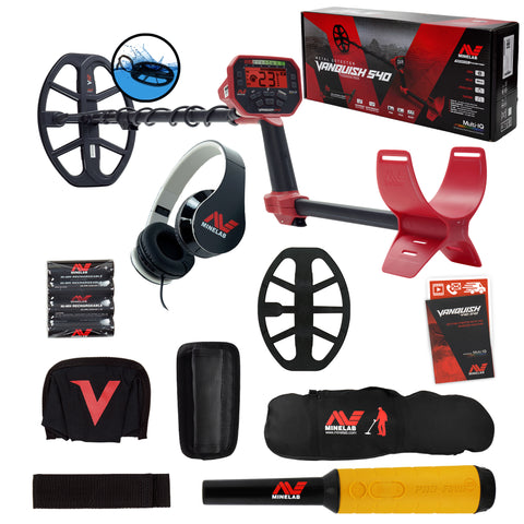 Minelab VANQUISH 540 Detector w/ 12 x 9 Coil, Pro-Find 35 Pinpointer & Carry Bag